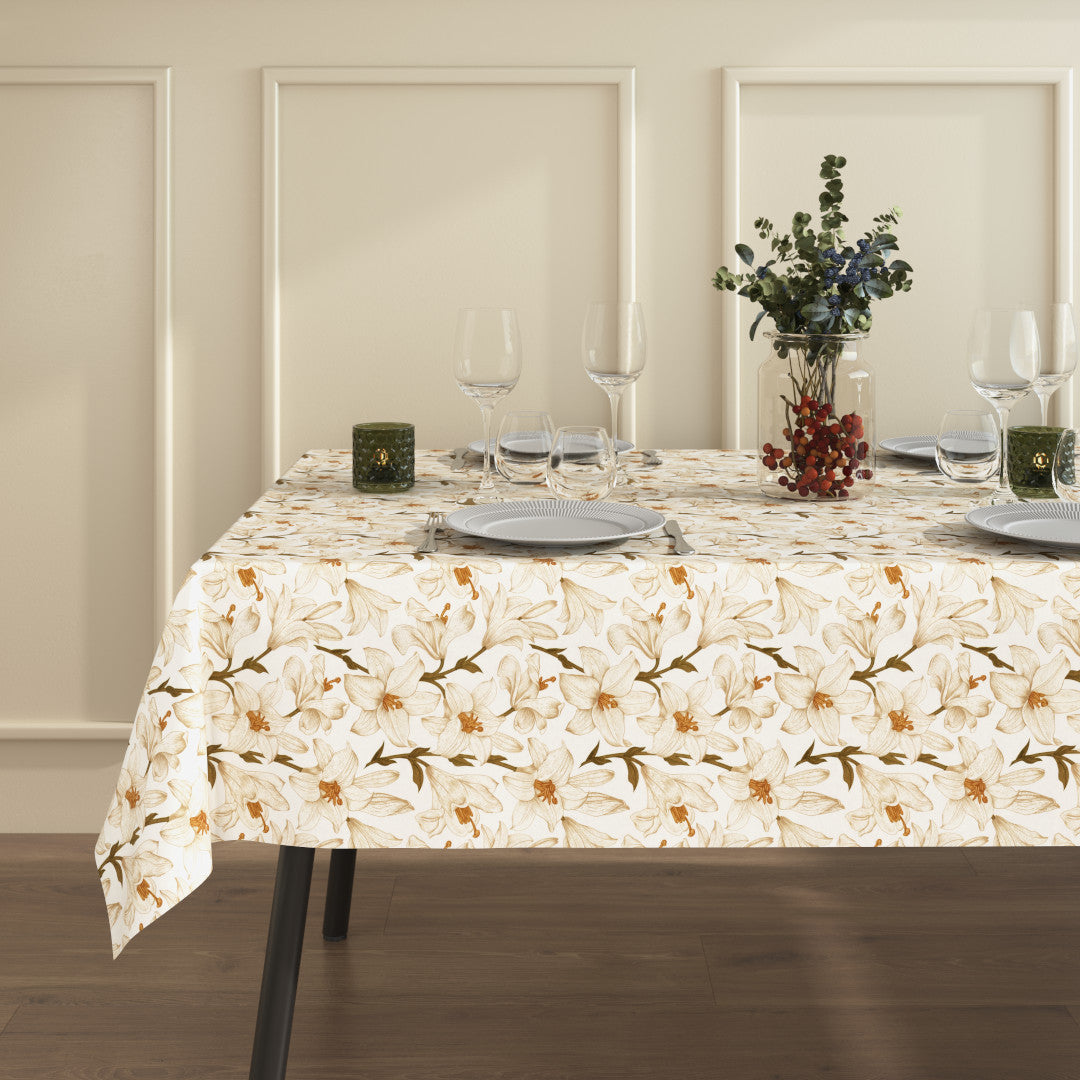 Liljeflor Hvit/beige, miljøbilde av akrylduk med blomster