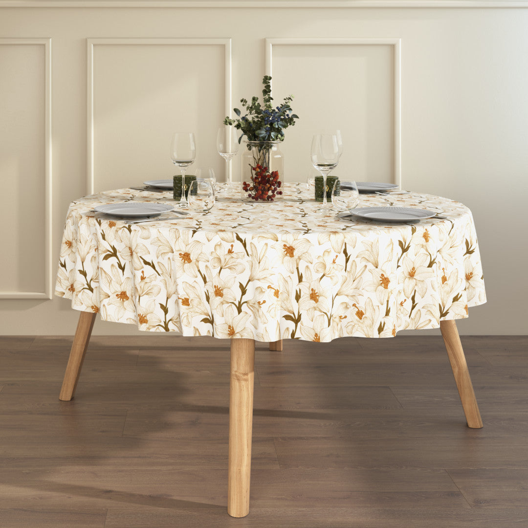 Liljeflor Hvit/beige – Akrylduk med blomster og antiskli