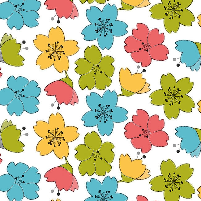 Lily Spring - voksduk med fargerike strekblomster