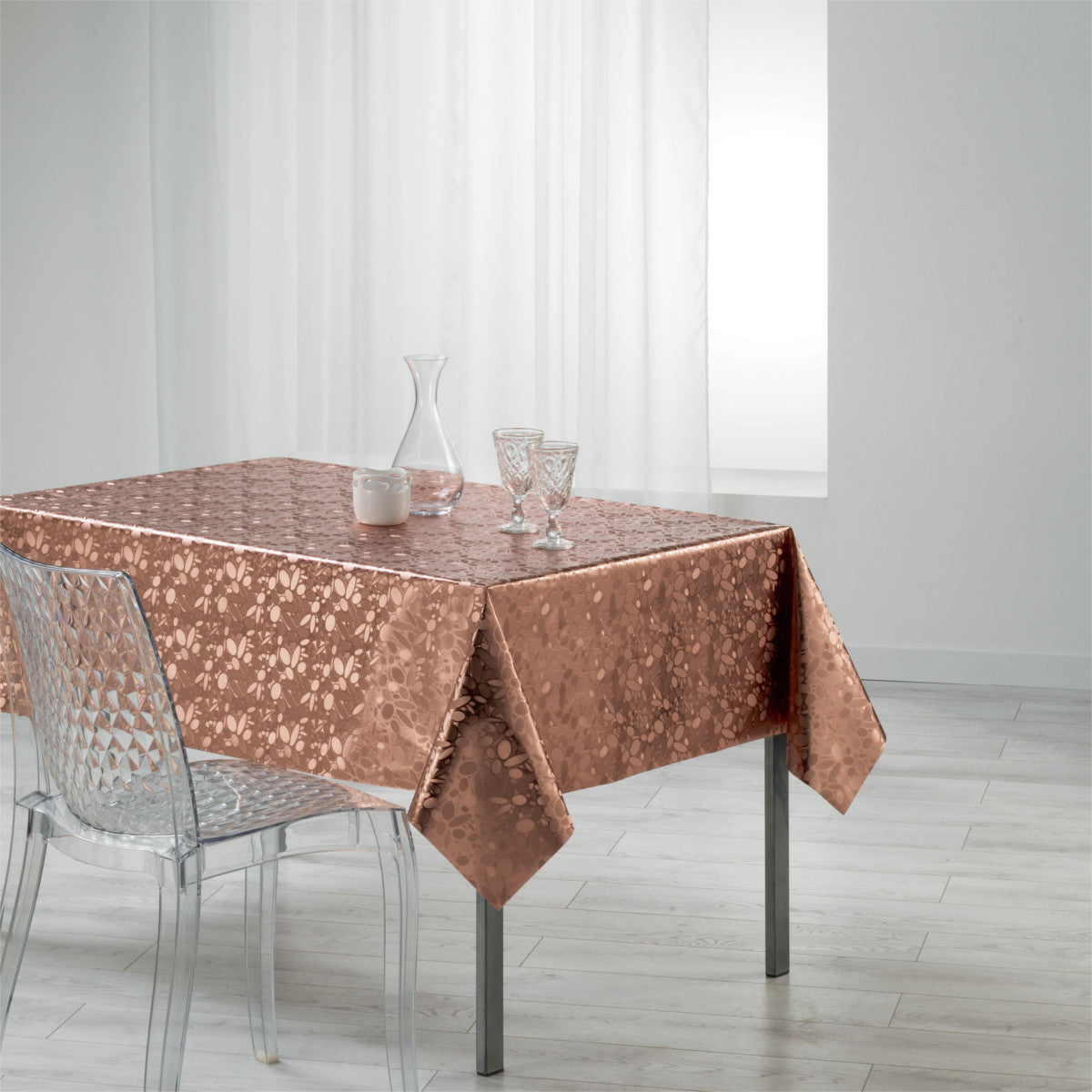 Metallise Luny pink – voksduk, 140 x 240 cm