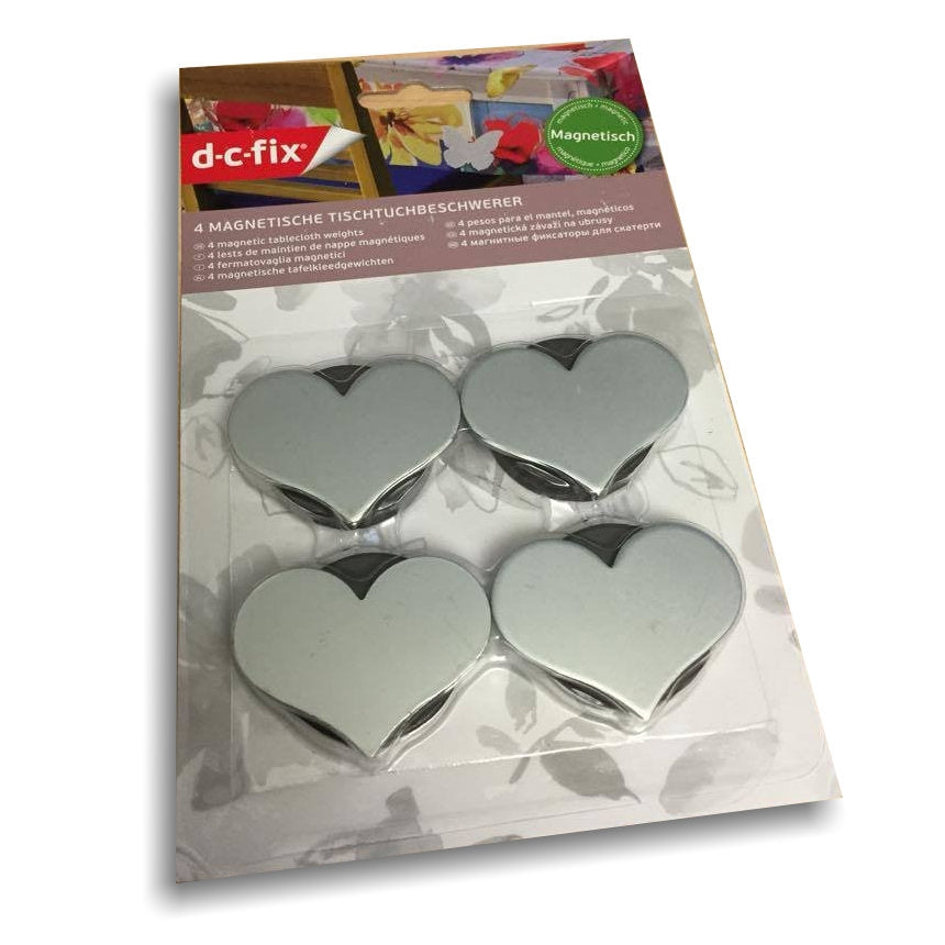 Magnetiske dukvekter, sølvhjerte – sett med 4 stk
