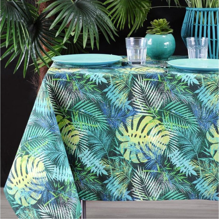 Mangrove Grønn - Akrylduk med flotte grønne blomster - 155 cm bred