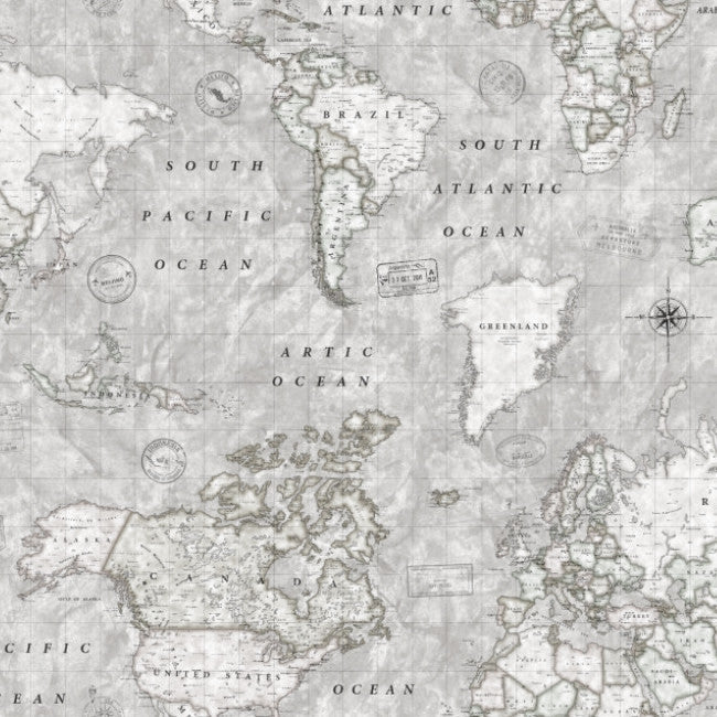 Map Mundi grå – Akrylduk med verdenskart