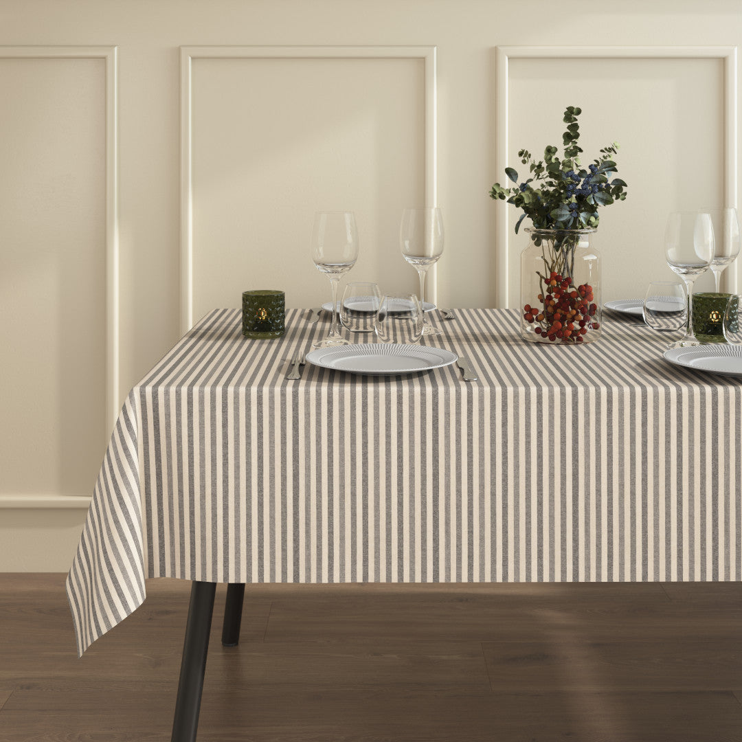 Marché Striber Grå – Hjørne av akrylduk i linlook