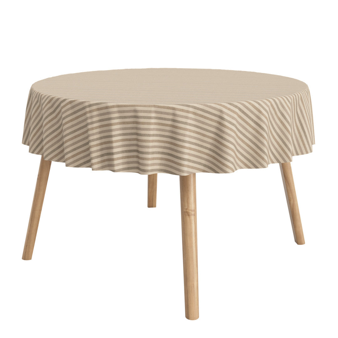 Marché Striber Sand – Rund akrylduk med striper og antiskli