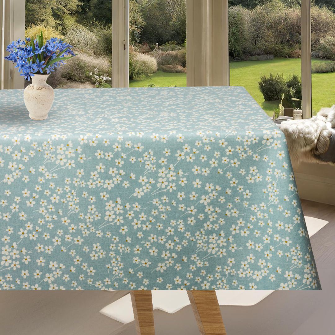 Margeritt Flor Himmelblå – Akrylduk med margeritter og antiskli