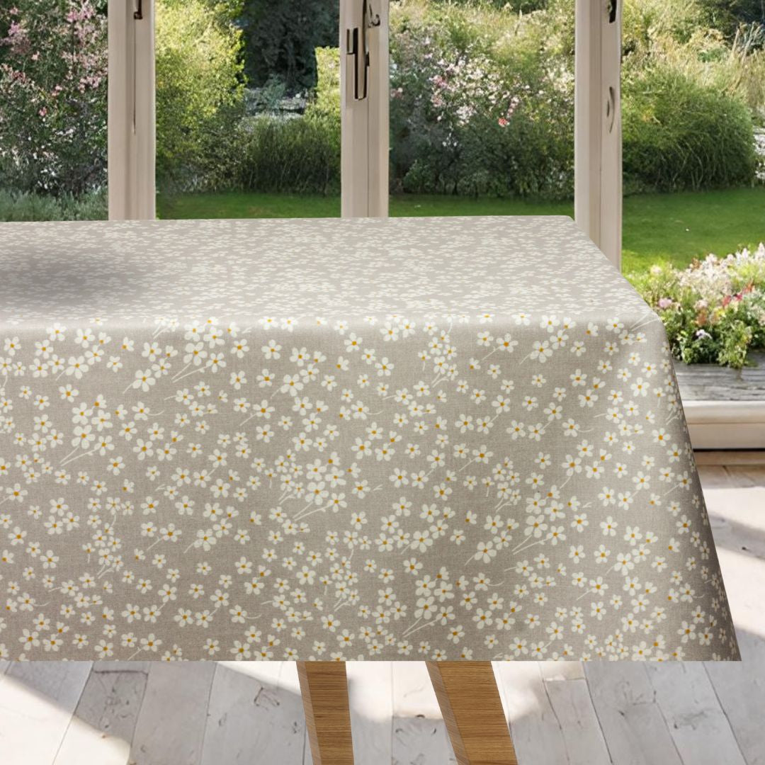 Margeritt Flor Lysegrå – Akrylduk med margeritter og antiskli