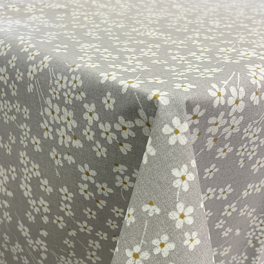 Nærbilde av Margeritt Flor Lysegrå – Akrylduk med margeritter