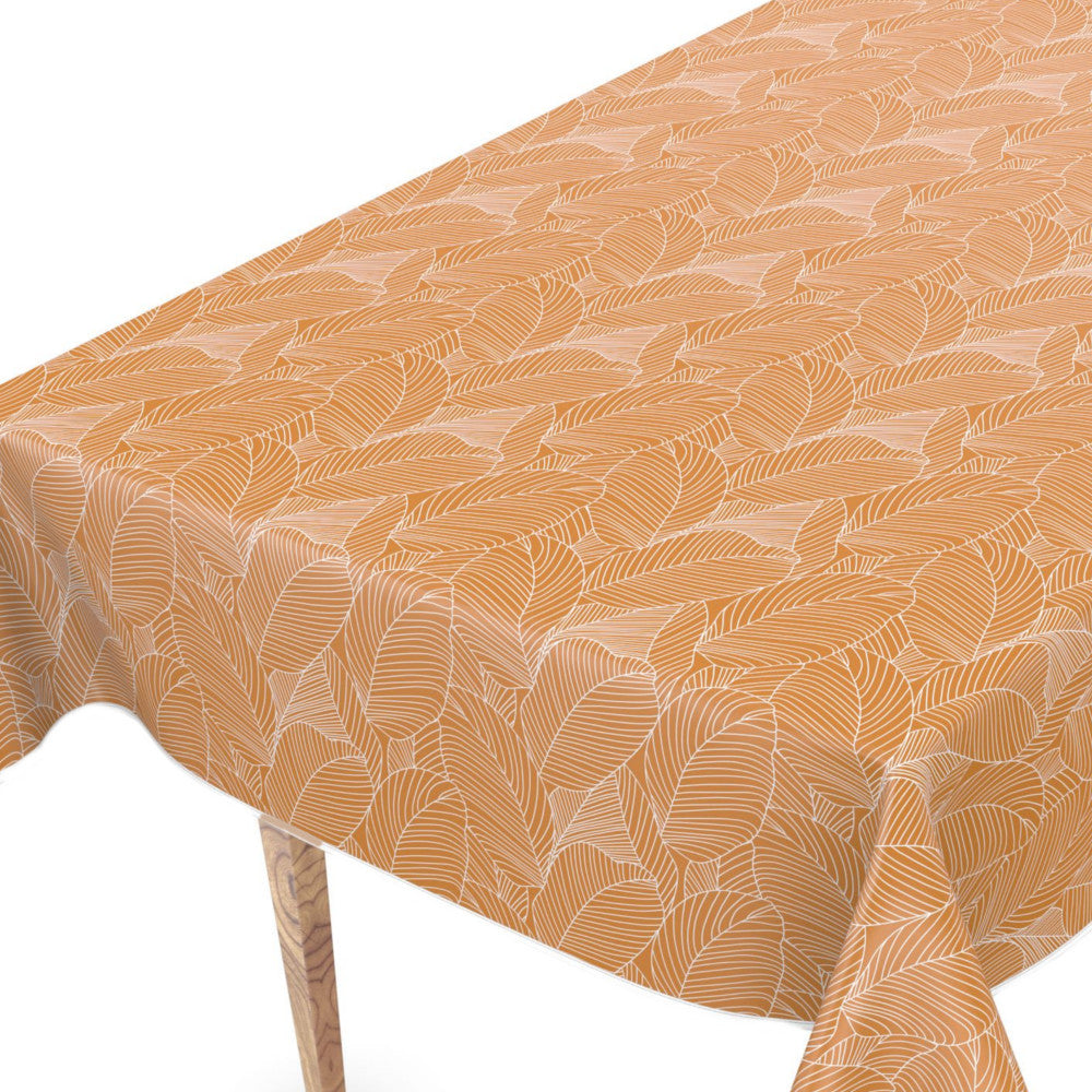 Mathilda lys brun/beige – Voksduk med strekblader