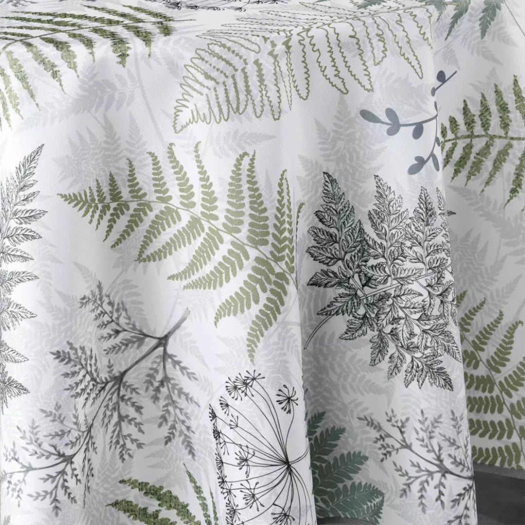 Melisandre - Ø 180 cm rund bordduk med bregneblader, nærbilde