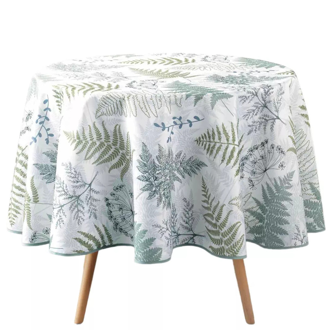 Melisandre - Ø 180 cm rund bordduk med bregneblader, frilagt