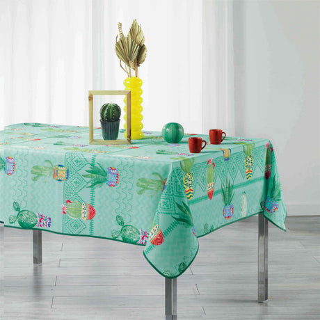 Melocactus Blue – Bordduk med flekkavvisende behandling, 150 x 240 cm