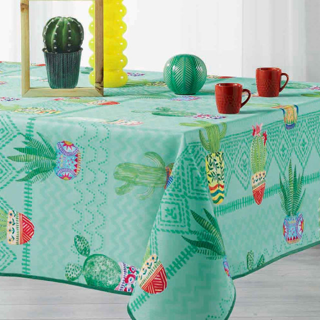 Melocactus Blue – Bordduk med flekkavvisende behandling, 150 x 240 cm