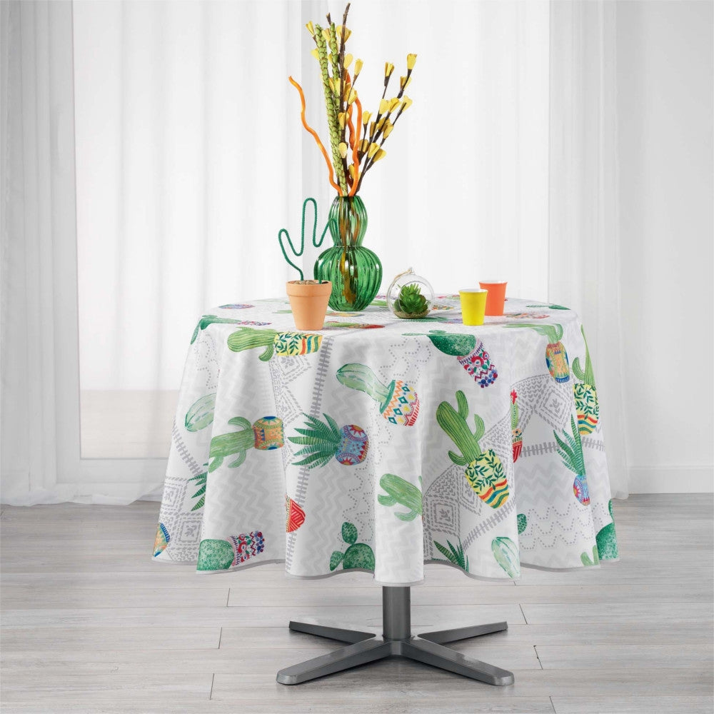 Melocactus White Ø 180 cm, rund bordduk med flekkavvisende behandling