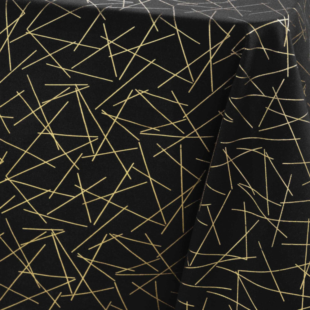 Mikado Metallic Sort – Rektangulær duk med flekkavvisende behandling, 140 x 240 cm