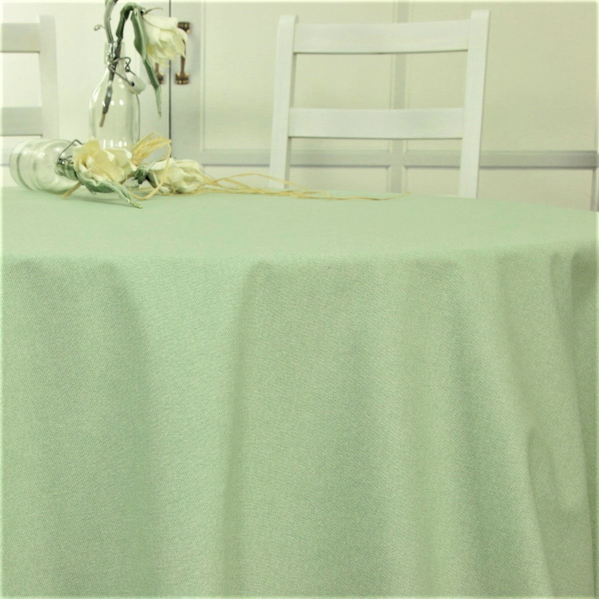 Ensfarget akrylduk i mint - Dali, 180 cm bred