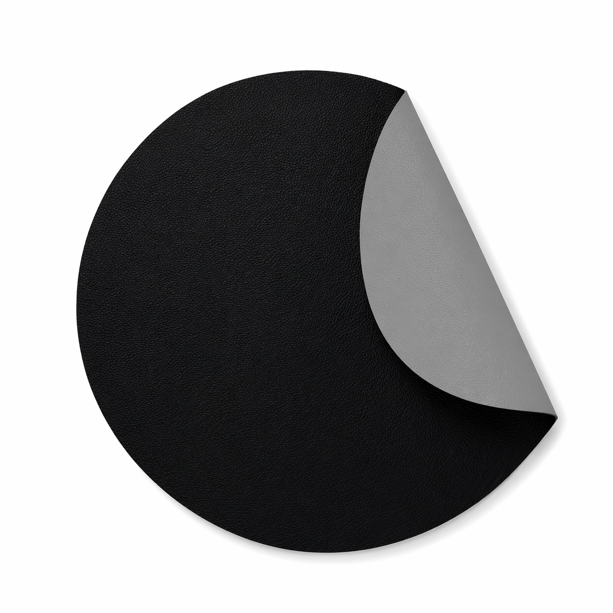 Moon rund spisebrikke i kunstlær – Black/Light grey – Ø38 cm, foldet