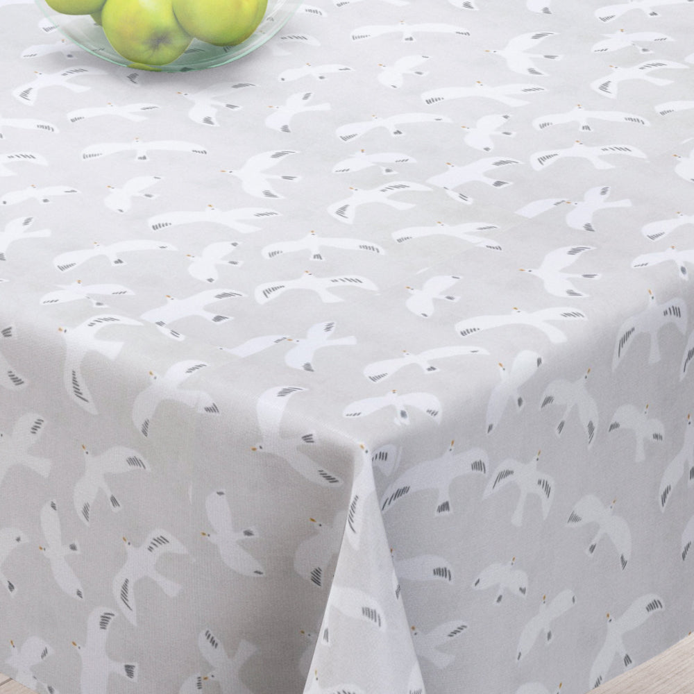 Mouette Natur - Akrylduk med fugler på vakker naturfarget bakgrunn - 155 cm bred