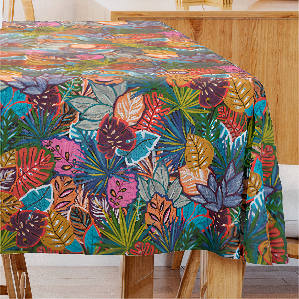 Lokoli Multicolor - Akrylduk med vakre grønne blader 155 cm bred