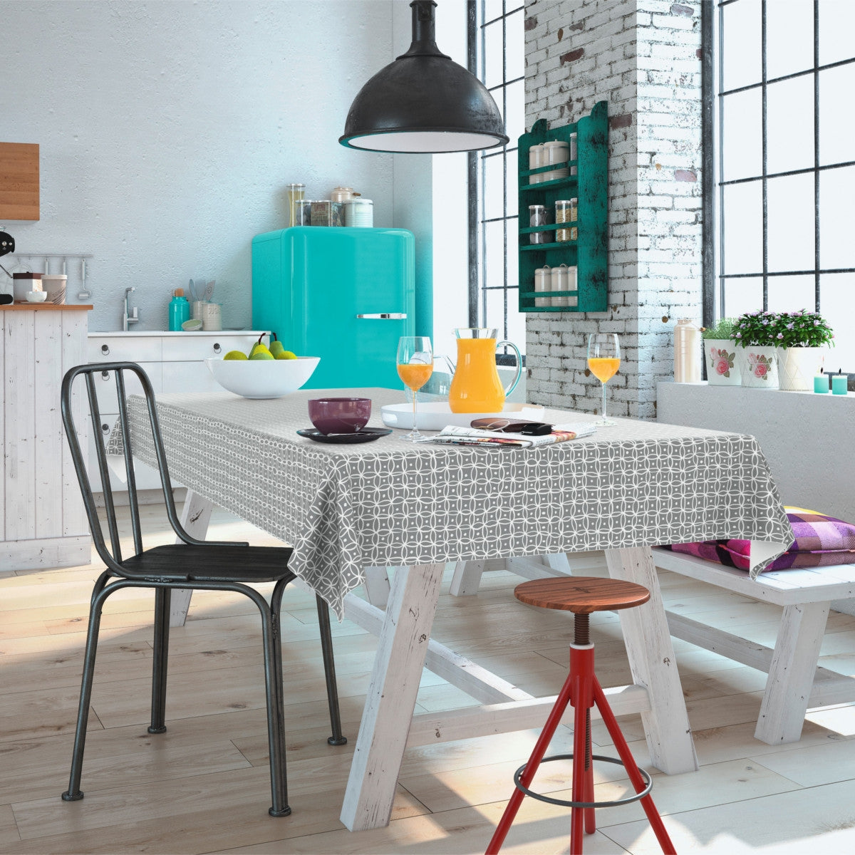 Namika Grå, voksduk med vakkert enkelt grafisk mønster