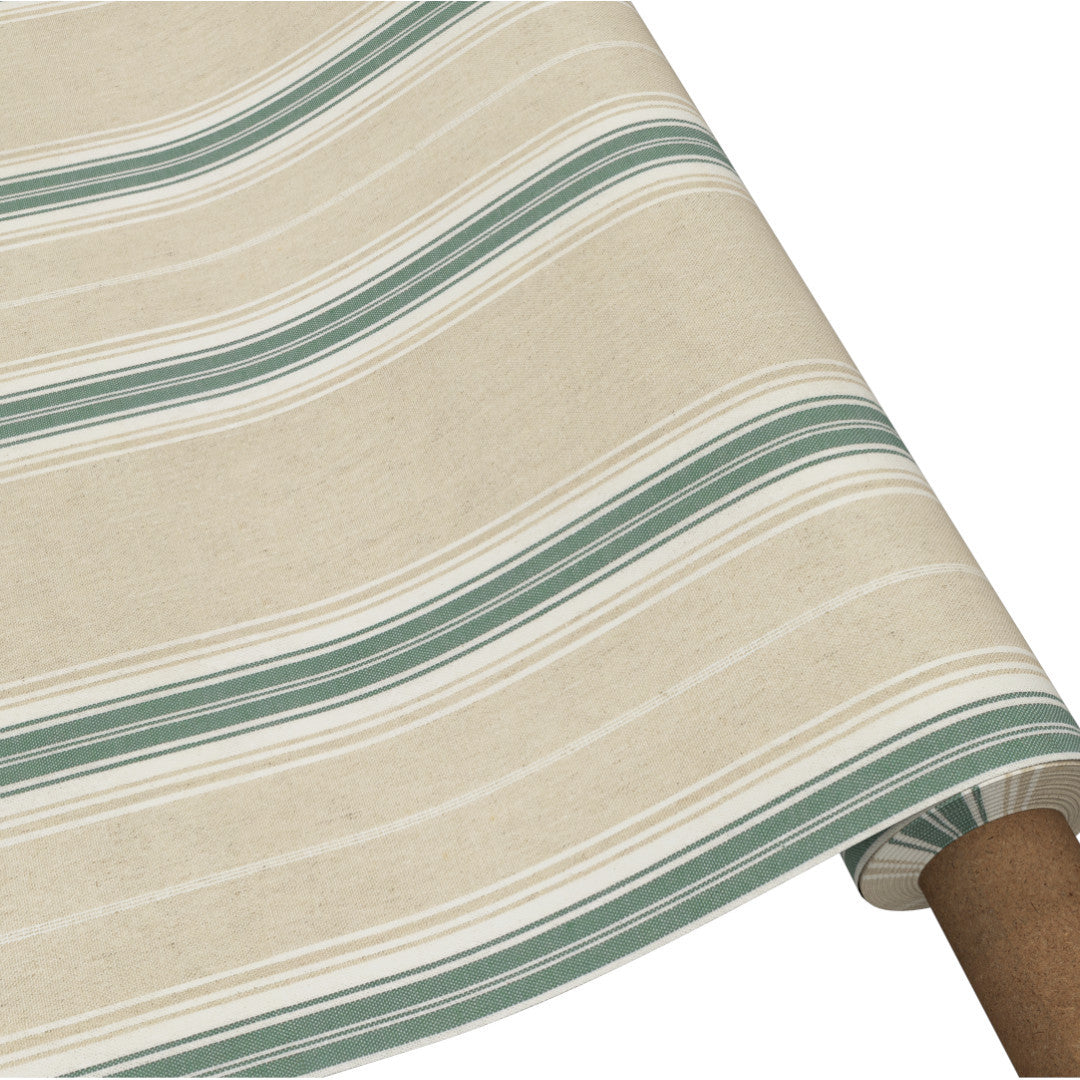 Nordisk Julestripe Grønn – Juleduk i hørlook rullet på rør