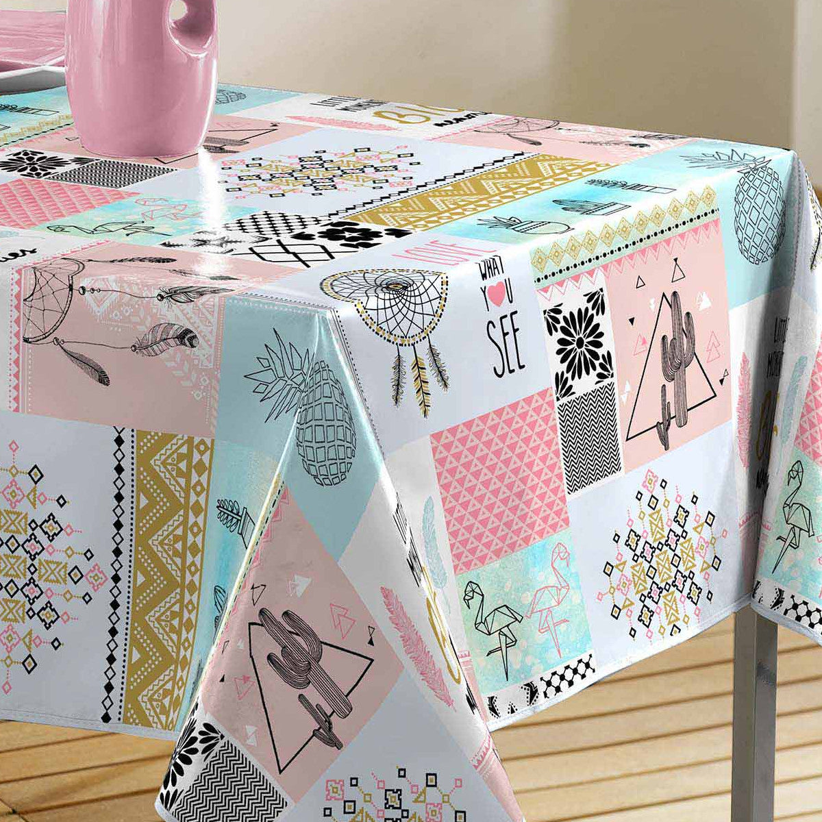 Optima – voksduk med patchwork, 140 x 240 cm