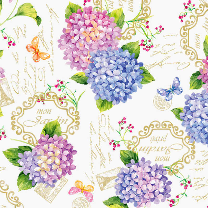 Ortensie – voksduk med hortensia, 140 cm bred