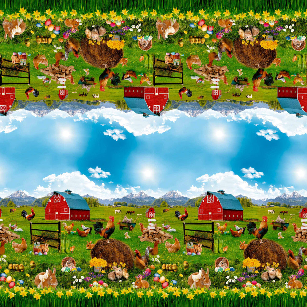 Påske voksduk - Påskestemning på gården