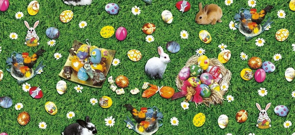 Påskevoksduk – Kaninus på påskengen