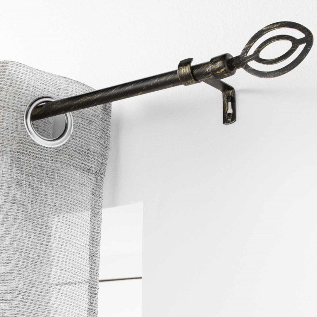 Patina Alpha Svart/Gull – Justerbar gardinstang 120–210 cm