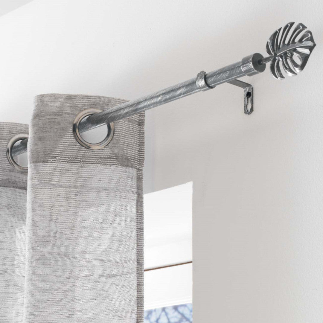 Patina Tropi Grå/Sølv – Justerbar gardinstang 120–210 cm
