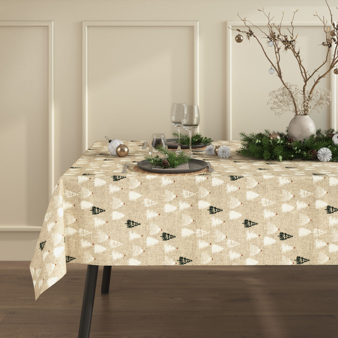 Pau Natur – Juleakrylduk i linlook med juletrær, miljø