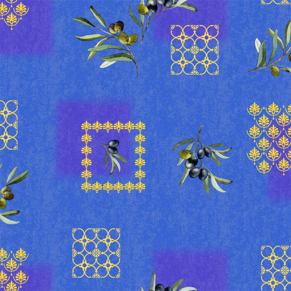 Peloponnese Blå - Voksduk med herlige oliven