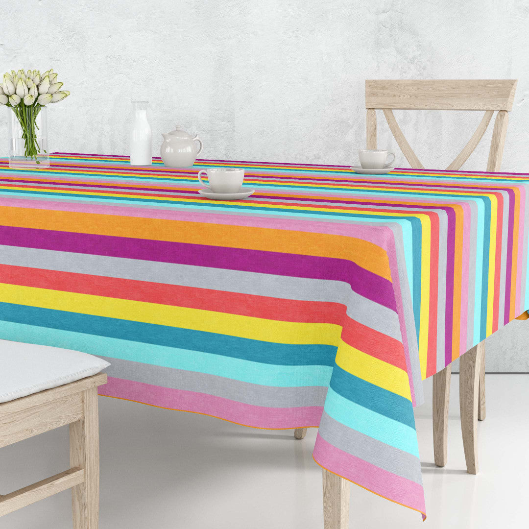 Regnbuestriper - Akrylduk med striper i mange farger, 160 cm bred