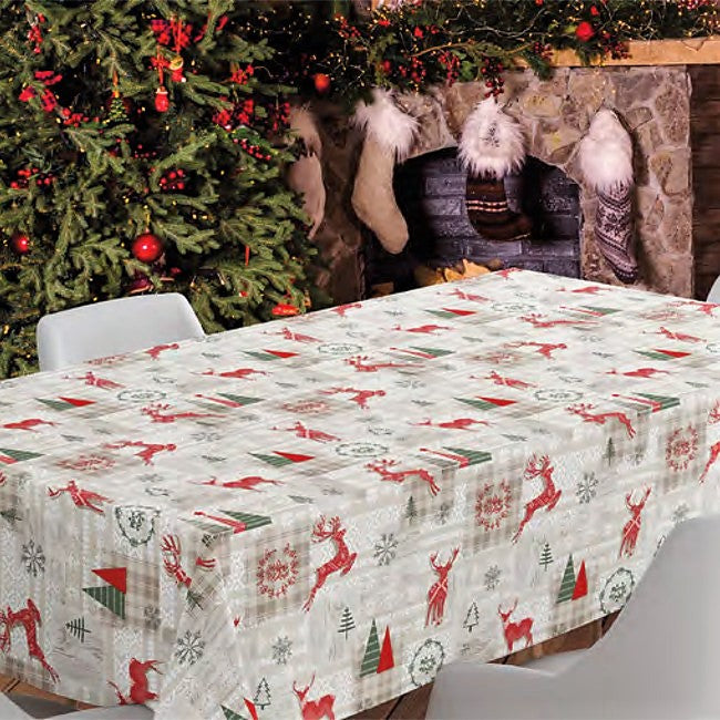 Rensdyr Skandinavia – julevoksduk med flott preget overflate