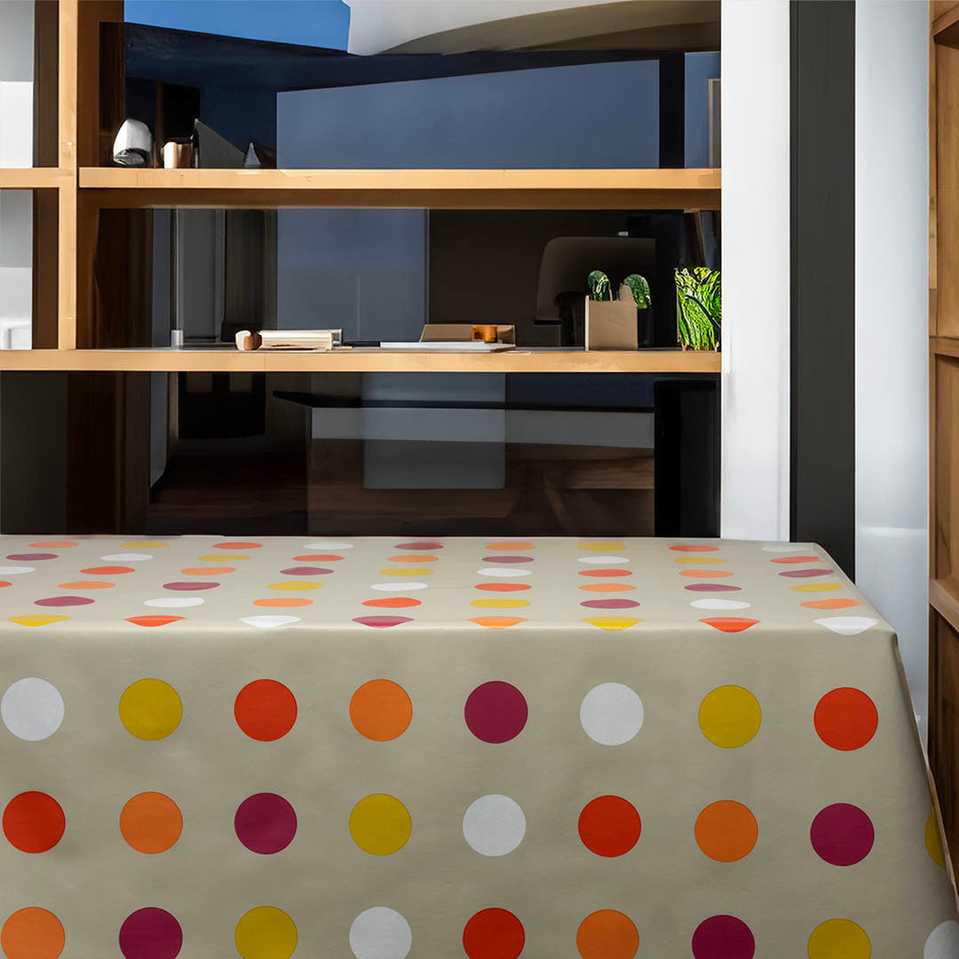 Retro Pop Dots – Voksduk med fargede prikker miljø