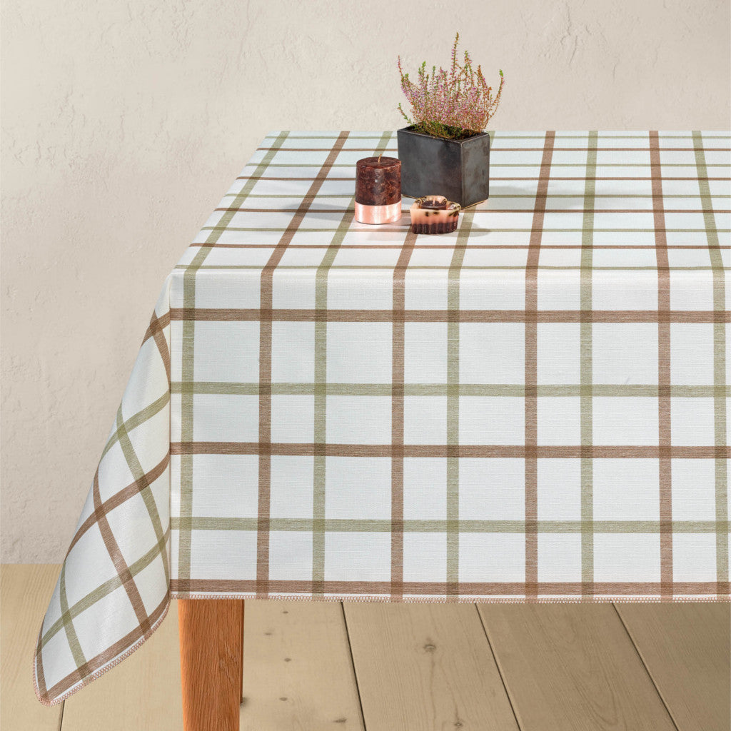 Retro ruter beige – rutet voksduk med struktur