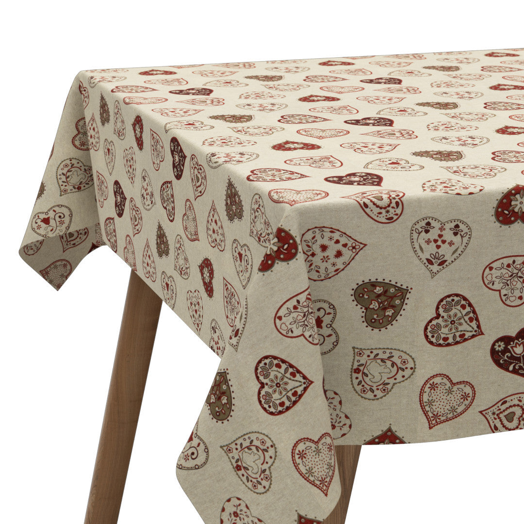 Romantiske Hjerter Natur – Akrylduk i hørlook, mønster