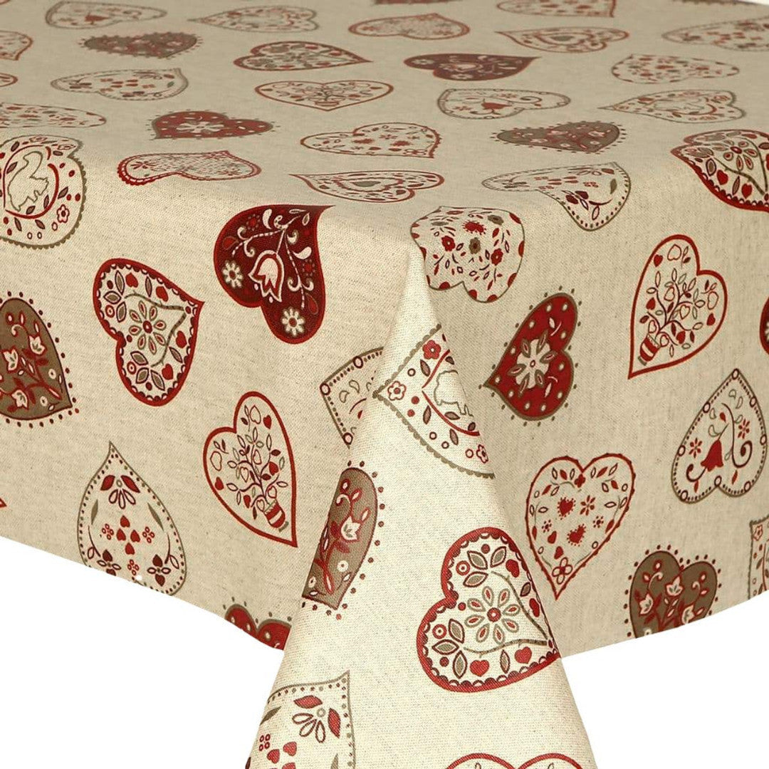 Hjørne nærbilde – Romantiske Hjerter Natur – Akrylduk i hørlook