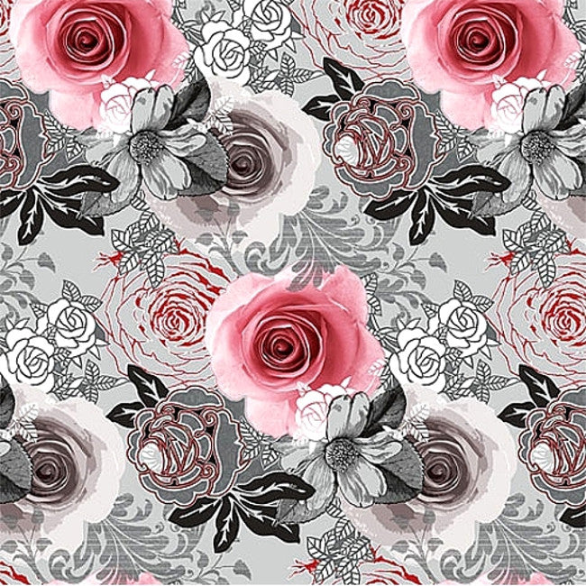 Nærbilde Rose Romantique – voksduk med vakre roser