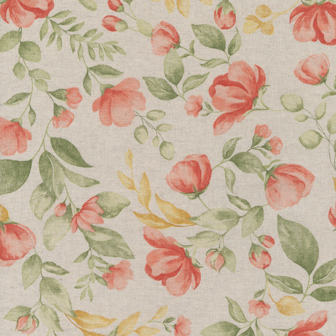 Roselia – Akrylduk i hørlook med romantiske blomster