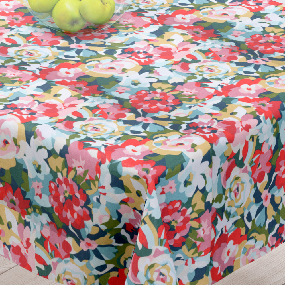 Rosemary Lyserød - Akrylduk med flotte fargerike blomster - 155 cm bred