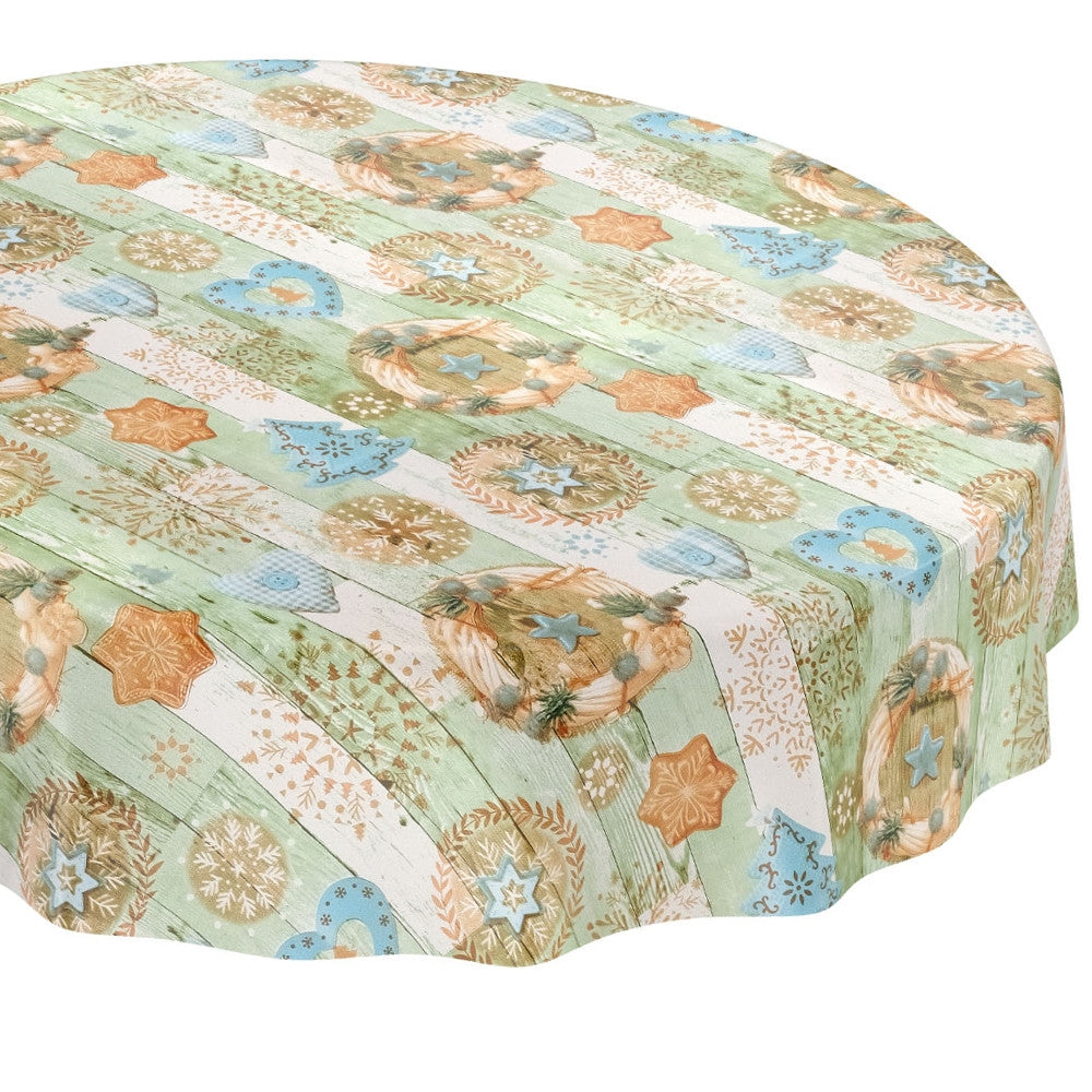 Rund julevoksduk Jul med de blå