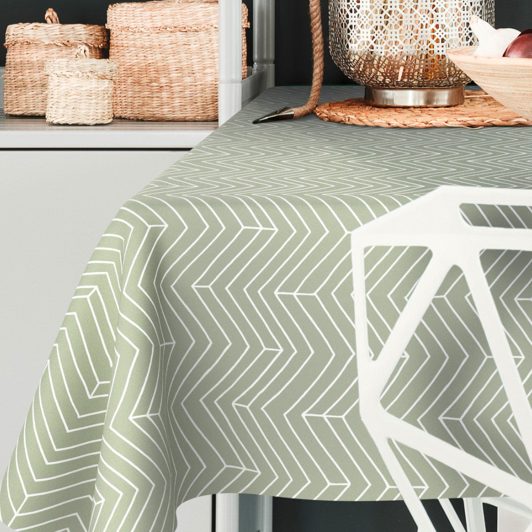 Sabila Sage – Voksduk med moderne fiskebensmønster, hjørne