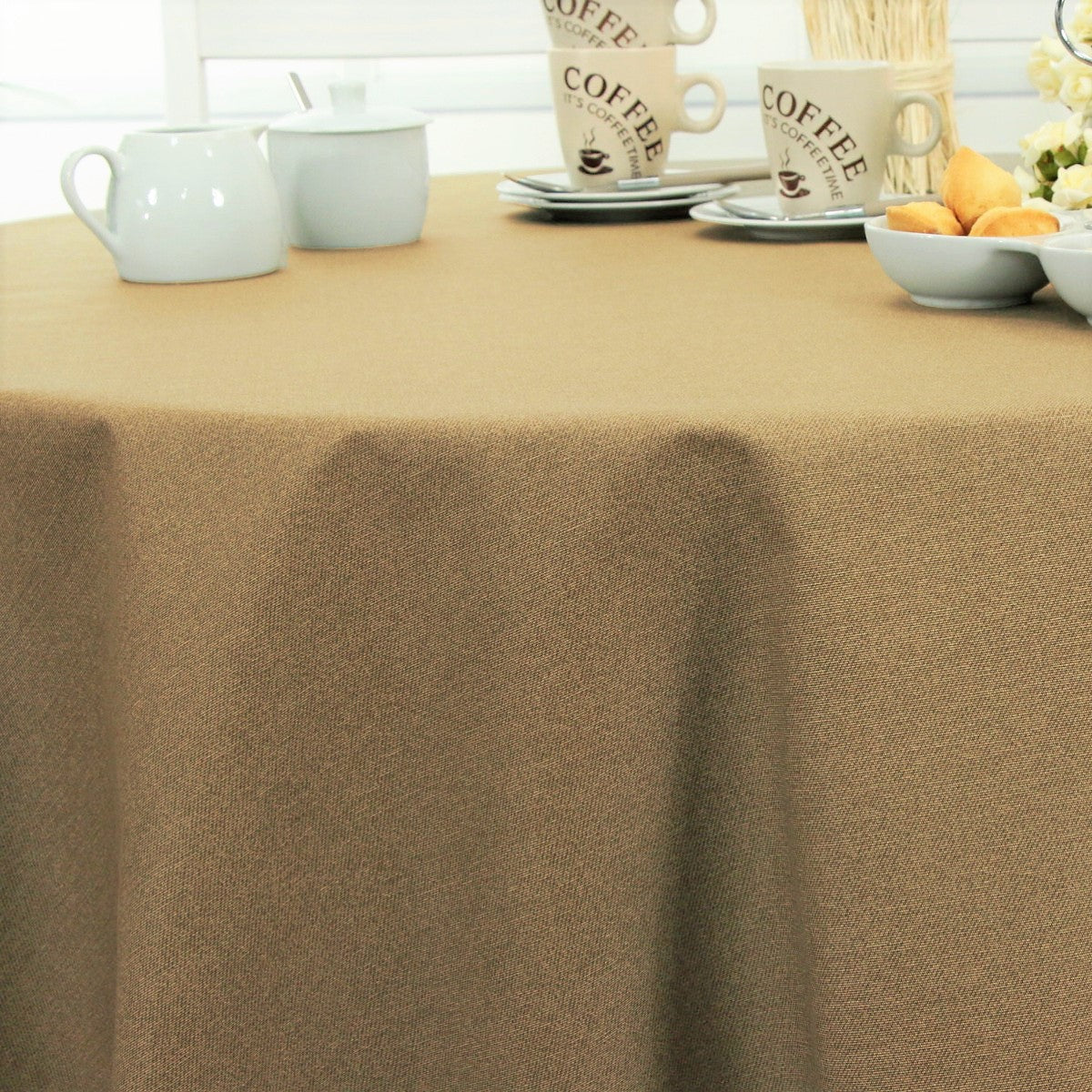 Dali ensfarget akrylduk i sandfarge, 140 cm bred