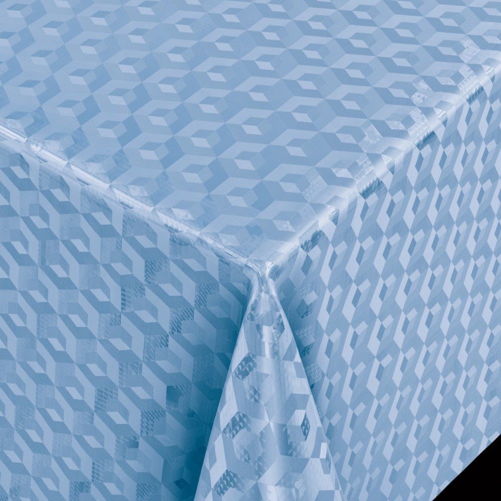 Scala 3D Cube Blue – Rund voksduk Ø 140 med kantsøm