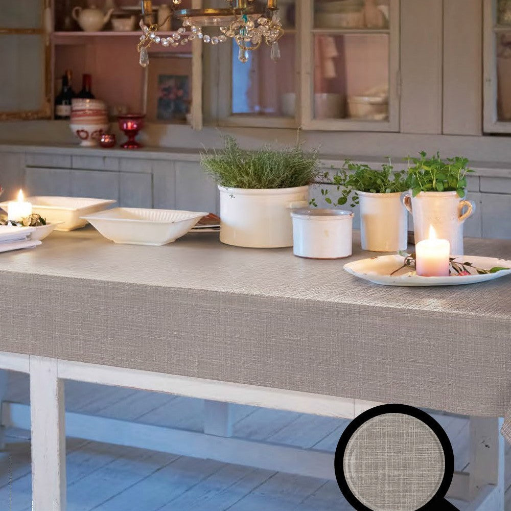 Sharon ensfarget voksduk med flott sølvstruktur, 140 cm – Natur