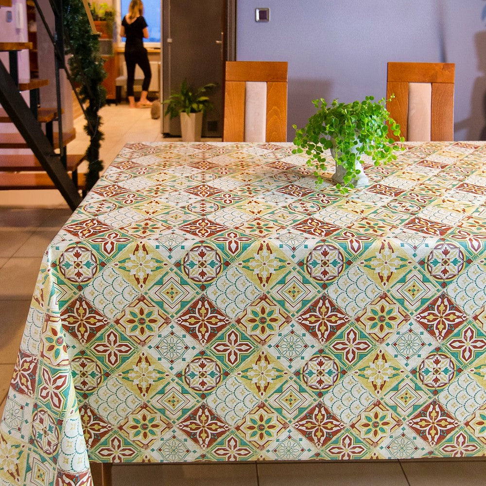 Vakre fliser Grønn – Voksduk med tekstillook