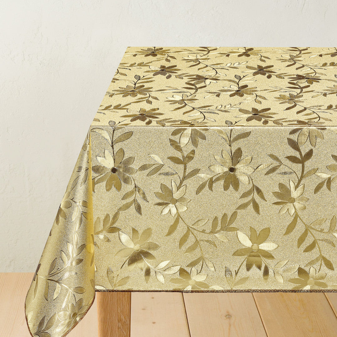 Slyngblomst gull – guldfarget voksduk med slyngblomster