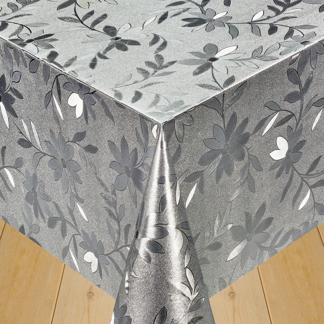Slyngblomst Sølv – sølvfarget voksduk med slyngblomster